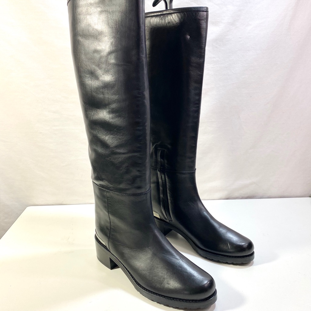 Stuart Weitzman Black Leather Metal Detail Boots